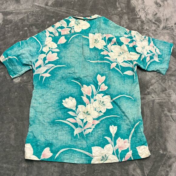 Vtg Kahala Hawaiian Shirt Mens L Blue, White Floral Print Button Up Vacation - Picture 8 of 9